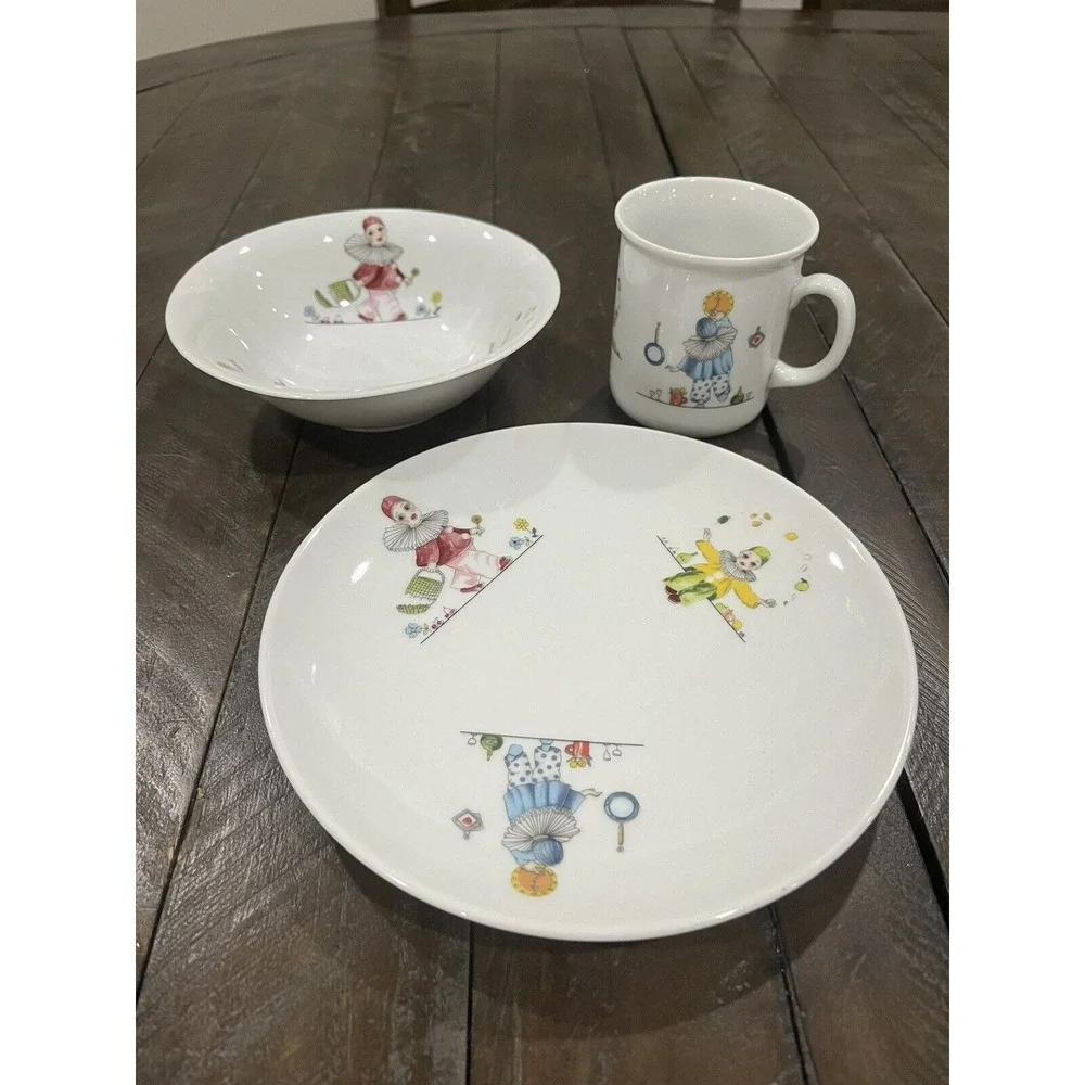 Vintage Bavarian W. German‎ Hummelwerk Porcelain Childs Dinner Set Clowns 1930s